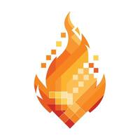 Sleek and Modern Fire Icon with Futuristic Pixel Design vector