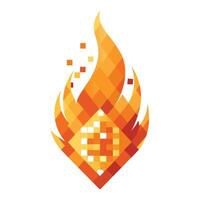 Abstract Fire Icon with Modern and Innovative Pixel Design vector