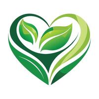 Sleek and Modern Heart Icon with Futuristic Leaf Design vector