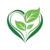Stylized Heart Icon with Leaves and Modern Design Elements vector