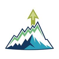 Stylized Mountain Icon with Arrow and Modern Design Elements vector