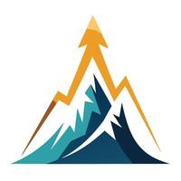 Sleek and Modern Mountain Icon with Futuristic Arrow Design vector
