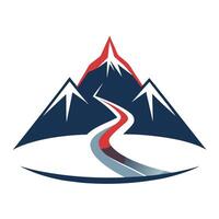 Modern Mountain Icon with Unique and Creative Path Design vector