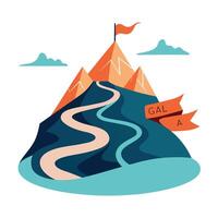 Sleek and Modern Mountain Icon with Futuristic Path Design vector