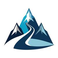 Stylized Mountain Icon with Path and Modern Design Elements vector