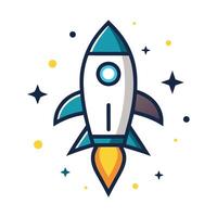 Modern Rocket Icon with Unique and Creative Star Design vector
