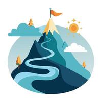 Abstract Mountain Icon with Modern and Innovative Path Design vector