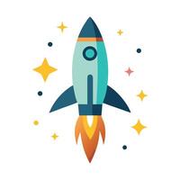 Sleek and Modern Rocket Icon with Creative Futuristic Star Design vector
