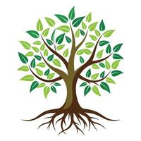 Modern Tree Icon with Unique and Creative Root Design vector
