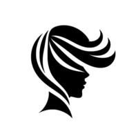 Elegant silhouette of a woman with stylized hair, in a minimalist black and white design. vector