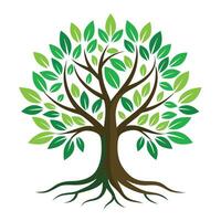 Stylized Tree Icon with Roots and Modern Design Elements vector