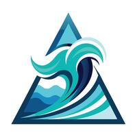 Sleek and Modern Wave Icon with Futuristic Triangle Design vector