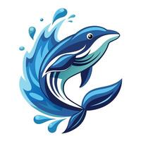 Stylized Whale Icon with Water Splash and Modern Design Elements vector