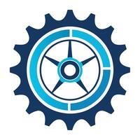 Sleek and Modern Bicycle Wheel Icon with Futuristic Gear Design vector