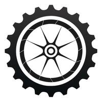 Stylized Bicycle Wheel Icon with Gear and Modern Design Elements vector