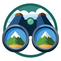 Modern Binoculars Icon with Unique and Creative Mountain Design vector