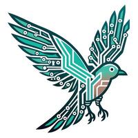Modern Bird Icon with Unique and Creative Circuit Wing Design vector