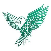 Sleek and Modern Bird Icon with Futuristic Circuit Wing Design vector