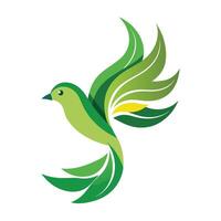 Stylized Bird Icon with Leaf Tail and Modern Design Elements vector