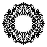 Intricate black floral frame with ornate swirls and dots on white background for elegant elements. vector