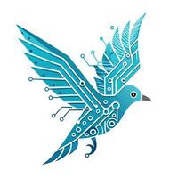 Abstract Bird Icon with Modern and Innovative Circuit Wing Design vector