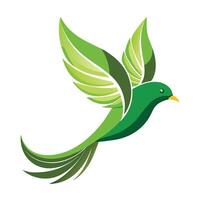 Modern Bird Icon with Unique and Creative Leaf Tail Design vector