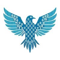 Abstract Bird Icon with Modern and Innovative Binary Code Wing Design vector