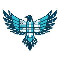 Sleek and Modern Bird Icon with Futuristic Binary Code Wing Design vector
