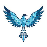 Modern Bird Icon with Unique and Creative Binary Code Wing Design vector