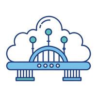 Modern Bridge Icon with Unique and Creative Cloud Design vector