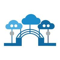 Stylized Bridge Icon with Cloud and Modern Design Elements vector