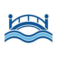 Stylized Bridge Icon Water Waves and Modern Design Elements vector