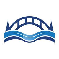 Modern Bridge Icon with Unique and Creative Water Wave Design vector