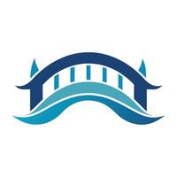 Stylized Bridge Icon with Water Waves Modern Design Elements vector