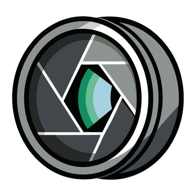 Simplified Camera Lens Icon with Modern Design Elements