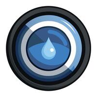 Stylized Camera Lens Icon with Water Drop and Modern Design Elements vector