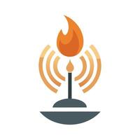 Stylized Candle Icon with Wi-Fi Signal and Modern Design Elements vector