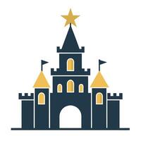 Minimalist Castle Icon with Star and Modern Design Elements vector