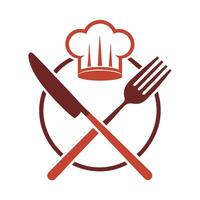 Sleek and Modern Chef Hat Icon with Futuristic Utensil Design vector
