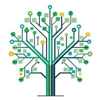 Modern Circuit Tree Icon with Unique and Creative Pixel Leaf Design vector