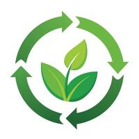 Modern Circular Arrows Icon with Unique and Creative Leaf Design vector