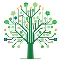 Abstract Circuit Tree Icon with Modern and Innovative Pixel Leaf Design vector