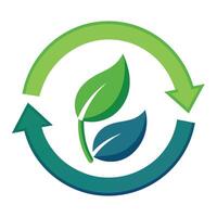Stylized Circular Arrows Icon with Leaf and Modern Design Elements vector