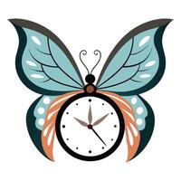 Sleek and Modern Clock Icon with Futuristic Butterfly Wing Design vector