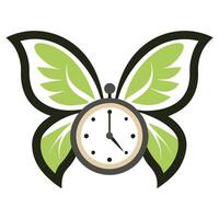Abstract Clock Icon with Modern and Innovative Butterfly Wing Design vector