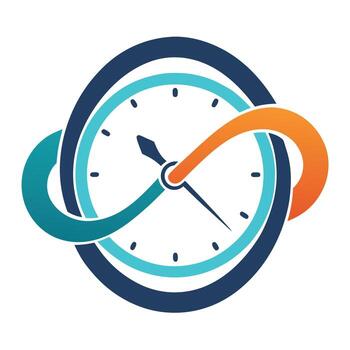 Modern Clock Icon with Unique and Creative Infinity Loop Design vector