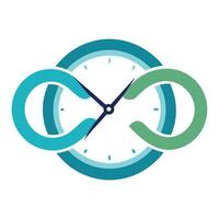 Stylized Clock Icon with Infinity Loop and Modern Design Elements vector