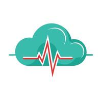 Modern Cloud Icon with Unique and Creative Heartbeat Line Design vector