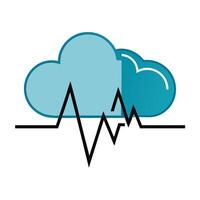 Sleek and Modern Cloud Icon with Futuristic Heartbeat Line Design vector