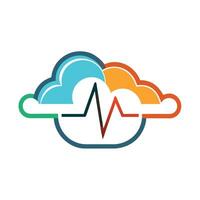 Abstract Cloud Icon with Modern and Innovative Heartbeat Line Design vector